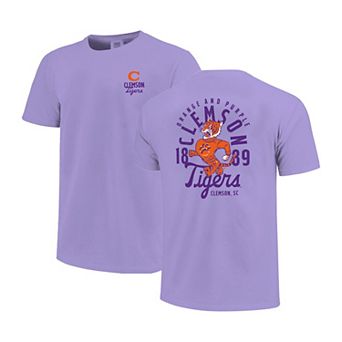 Youth Purple Clemson Tigers Comfort Colors Mascot Overlay T-Shirt