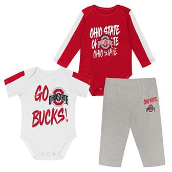 Infant Outerstuff Scarlet/White Ohio State Buckeyes Double Down Creeper and Pants 3 pc Set