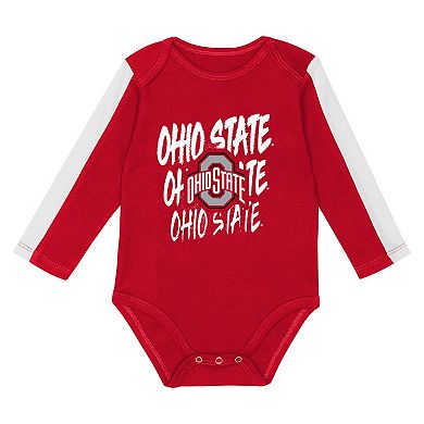Infant Outerstuff Scarlet/White Ohio State Buckeyes Double Down Creeper and Pants 3-Piece Set