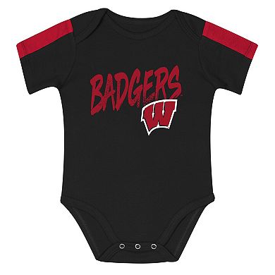 Infant Outerstuff Red/Black Wisconsin Badgers Double Down Creeper and Pants 3-Piece Set