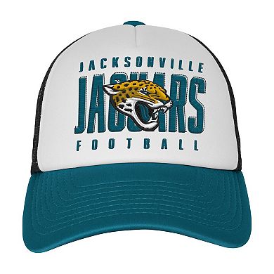 Youth White/Teal Jacksonville Jaguars Essentials Trucker Adjustable Hat