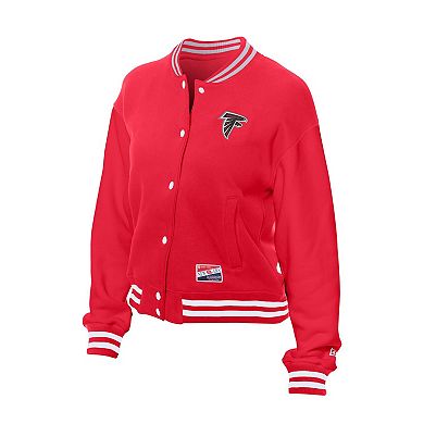 Women's New Era Red Atlanta Falcons Throwback Fleece Full-Snap Jacket