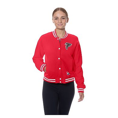 Women's New Era Red Atlanta Falcons Throwback Fleece Full-Snap Jacket