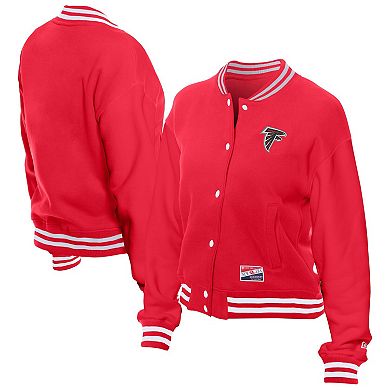 Women's New Era Red Atlanta Falcons Throwback Fleece Full-Snap Jacket