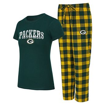 Women's Concepts Sport Green Bay Packers Avondale T-Shirt & Pants Flannel PJ Set
