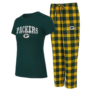 Women's Concepts Sport Green Bay Packers Avondale T-Shirt & Pants Flannel PJ Set