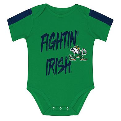 Infant Outerstuff Navy/Green Notre Dame Fighting Irish Double Down Creeper and Pants 3-Piece Set