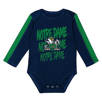 Infant Outerstuff Navy/Green Notre Dame Fighting Irish Double Down Creeper and Pants 3-Piece Set