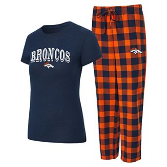 Women's Concepts Sport Denver Broncos Avondale T-Shirt & Pants Flannel PJ Set