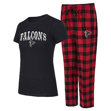 Women's Concepts Sport Atlanta Falcons Avondale T-Shirt & Pants Flannel PJ Set