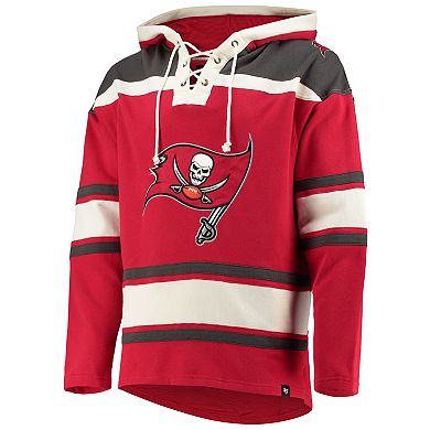 Men's '47 Red Tampa Bay Buccaneers Lacer V-Neck Pullover Hoodie