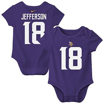 Newborn & Infant Nike Justin Jefferson Purple Minnesota Vikings Player Name & Number Bodysuit