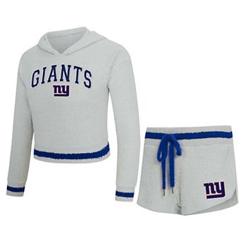 Women's Concepts Sport Gray New York Giants Whitley Long Sleeve Hoodie Top & Shorts Set