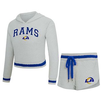 Women's Concepts Sport Gray Los Angeles Rams Whitley Long Sleeve Hoodie Top & Shorts Set