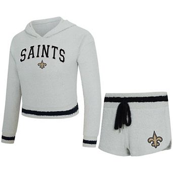Women's Concepts Sport Gray New Orleans Saints Whitley Long Sleeve Hoodie Top & Shorts Set