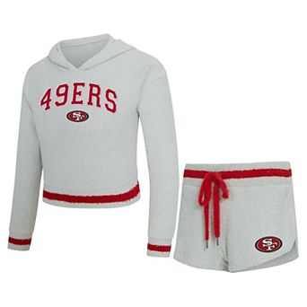 Women's Concepts Sport Gray San Francisco 49ers Whitley Long Sleeve Hoodie Top & Shorts Set