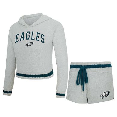 Women's Concepts Sport Gray Philadelphia Eagles Whitley Long Sleeve Hoodie Top & Shorts Set