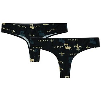 Women's Concepts Sport Black New Orleans Saints Mosaic All Over Print Thong