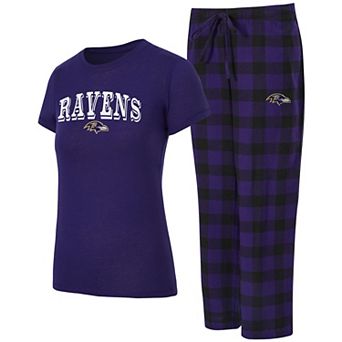 Women's Concepts Sport Purple/Black Baltimore Ravens Avondale T-Shirt & Pants Flannel PJ Set