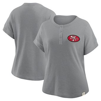 Women's Fanatics Heather Gray San Francisco 49ers Oversized Hometown Premium Henley Shirt