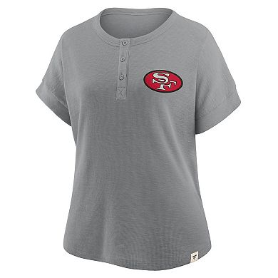 Women's Fanatics Heather Gray San Francisco 49ers Oversized Hometown Premium Henley Shirt