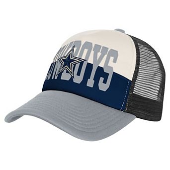 Youth Outerstuff White/Navy Dallas Cowboys Modern Fan Trucker Adjustable Hat