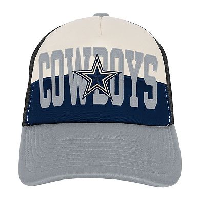 Youth Outerstuff White/Navy Dallas Cowboys Modern Fan Trucker Adjustable Hat
