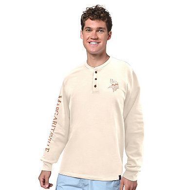 Men's Margaritaville Cream Minnesota Vikings Five O'Clock Henley Long Sleeve T-Shirt