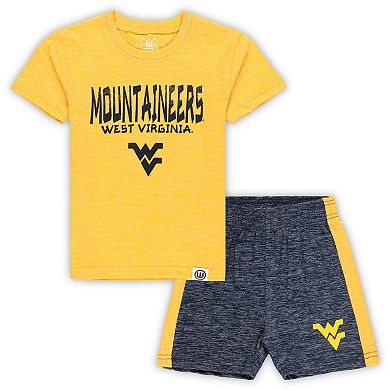 Toddler Wes & Willy Gold/Navy West Virginia Mountaineers Cloudy Yarn T-Shirt & Shorts Set