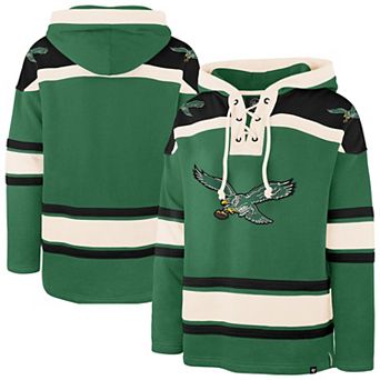 Men's '47 Kelly Green Philadelphia Eagles Throwback Superior Lacer Hoodie