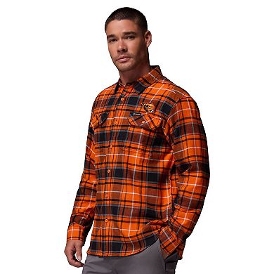 Men's Columbia Orange Oregon State Beavers Flare Gun Omni-Wick Flannel Long Sleeve Button-Up Shirt