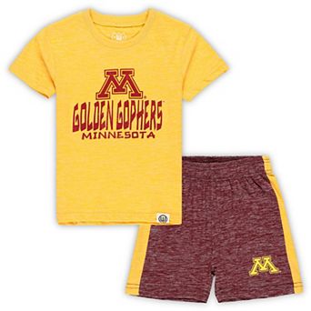 Toddler Wes & Willy Gold/Maroon Minnesota Golden Gophers Cloudy Yarn T-Shirt & Shorts Set