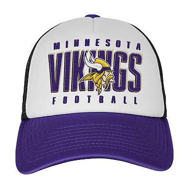 Youth White/Purple Minnesota Vikings Essentials Trucker Adjustable Hat