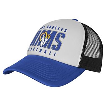 Youth White/Royal Los Angeles Rams Essentials Trucker Adjustable Hat