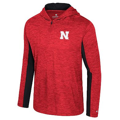 Men's Colosseum Red Nebraska Huskers Always Sunny Quarter-Zip Hoodie