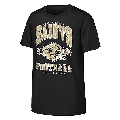 Youth Outerstuff Black New Orleans Saints Kick Off T-Shirt