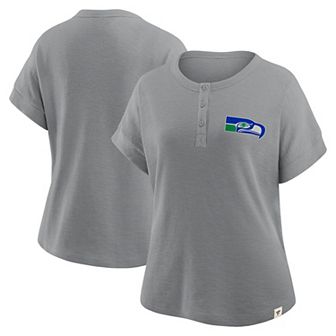 Women's Fanatics Heather Gray Seattle Seahawks Oversized Hometown Premium Henley Shirt
