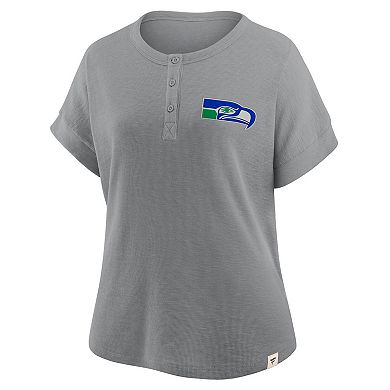 Women's Fanatics Heather Gray Seattle Seahawks Oversized Hometown Premium Henley Shirt