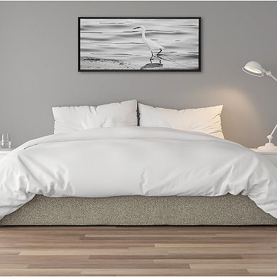 Sylvie Beaded Snowy Egret No 3 Black and White Framed Canvas by Crystal Lynn Collins