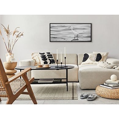 Sylvie Beaded Snowy Egret No 3 Black and White Framed Canvas by Crystal Lynn Collins