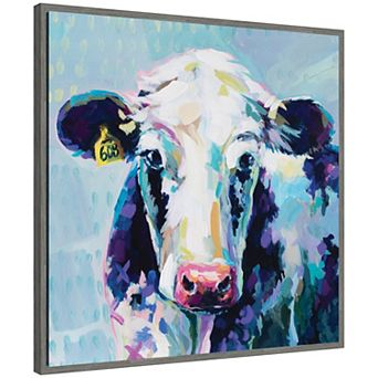 Sylvie 608 Cow Framed Canvas by Rachel Christopoulos