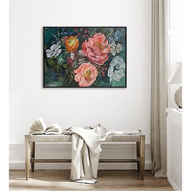 Sylvie Beaded AQ Peony Bouquet Framed Canvas by Annie Quigley