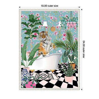 Sylvie Beaded Maximalist Tiger Bath Framed Canvas by Honey Island Studio