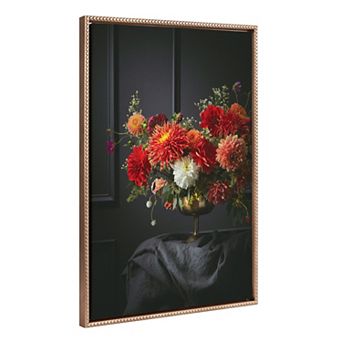 Sylvie Beaded Floral Study Black Offset Framed Canvas by Emiko and Mark Franzen of F2Images
