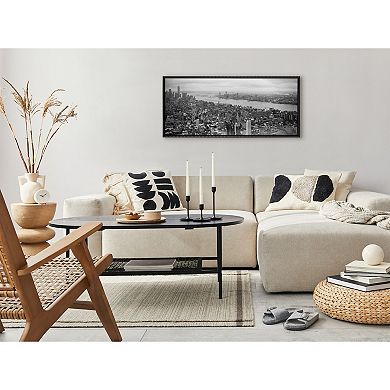 Sylvie Beaded New York No 1 Black and White Framed Canvas by Crystal Lynn Collins