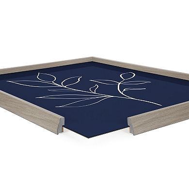 Blake Modern Blue Botanical Line Sketch Print 2 Framed Printed Glass by The Creative Bunch Studio