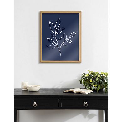 Blake Modern Blue Botanical Line Sketch Print 2 Framed Printed Glass by The Creative Bunch Studio