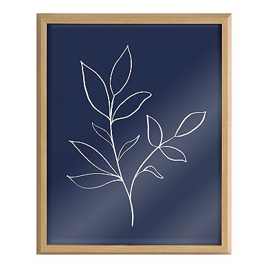 Blake Modern Blue Botanical Line Sketch Print 2 Framed Printed Glass by The Creative Bunch Studio