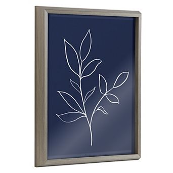 Blake Modern Blue Botanical Line Sketch Print 2 Framed Printed Glass by The Creative Bunch Studio