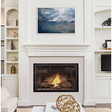 Sylvie Beaded Shades of Blue Framed Canvas by Mackenzie Nelson